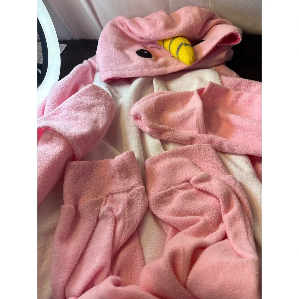 Pink Narwhal Fleece‎ Kigurumi One piece pajamas /Costume Large